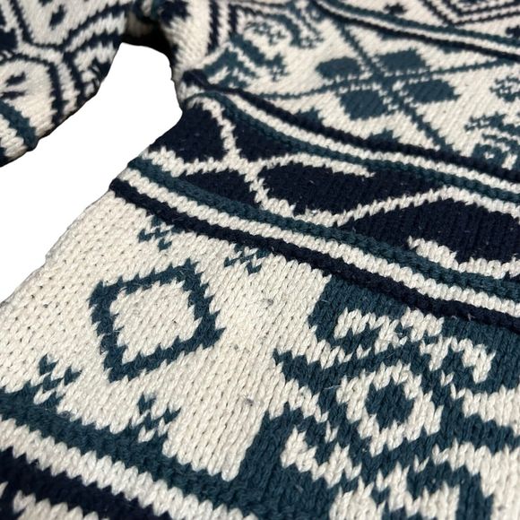 Vintage Eddie Bauer Cable Knit Sweater Mens XL Made in‎ USA Blue White Nordic - Picture 6 of 8